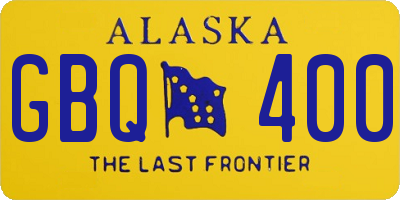 AK license plate GBQ400
