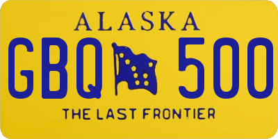 AK license plate GBQ500