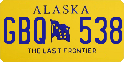 AK license plate GBQ538