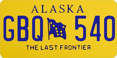 AK license plate GBQ540