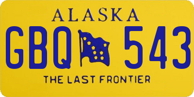 AK license plate GBQ543