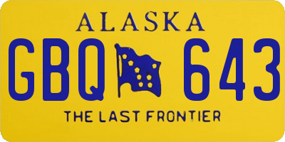 AK license plate GBQ643