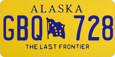 AK license plate GBQ728