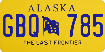 AK license plate GBQ785