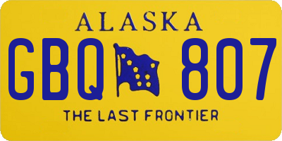 AK license plate GBQ807