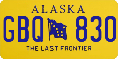 AK license plate GBQ830