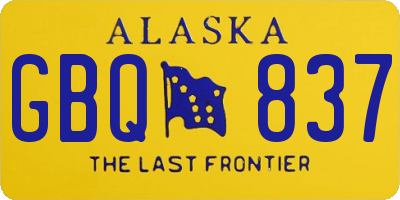 AK license plate GBQ837