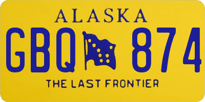 AK license plate GBQ874