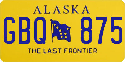 AK license plate GBQ875