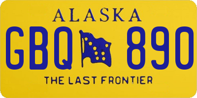AK license plate GBQ890