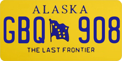 AK license plate GBQ908