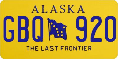 AK license plate GBQ920