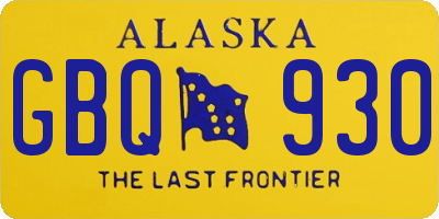 AK license plate GBQ930