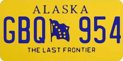 AK license plate GBQ954