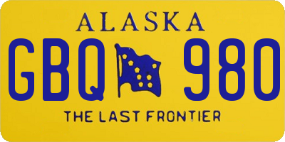AK license plate GBQ980