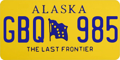 AK license plate GBQ985