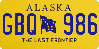 AK license plate GBQ986
