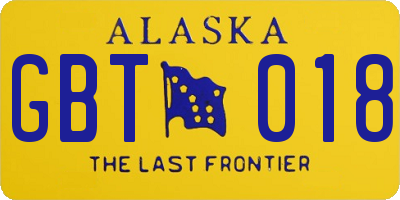 AK license plate GBT018