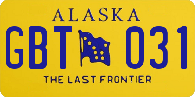 AK license plate GBT031