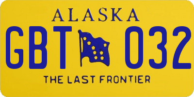 AK license plate GBT032