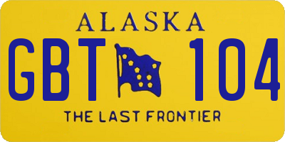 AK license plate GBT104