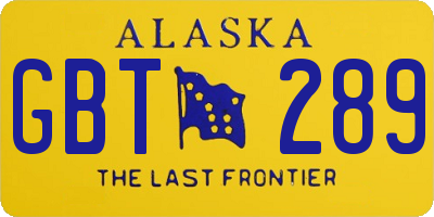 AK license plate GBT289