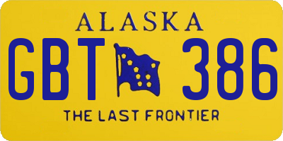 AK license plate GBT386