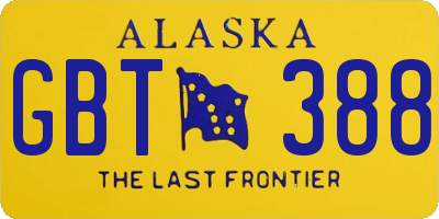 AK license plate GBT388