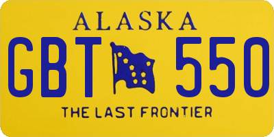 AK license plate GBT550