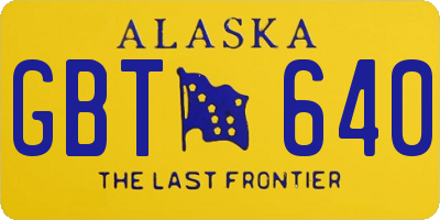 AK license plate GBT640