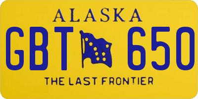 AK license plate GBT650