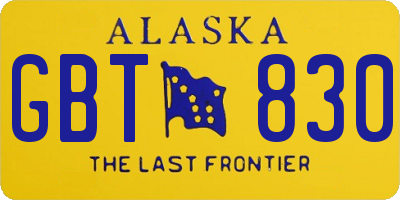 AK license plate GBT830