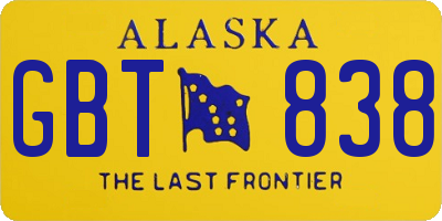 AK license plate GBT838