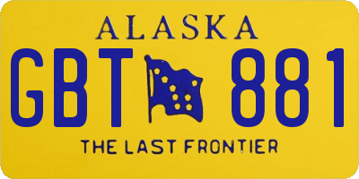 AK license plate GBT881
