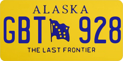 AK license plate GBT928