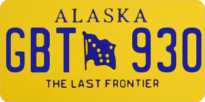 AK license plate GBT930