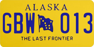 AK license plate GBW013