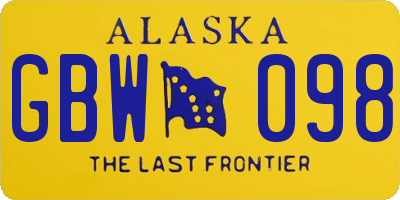 AK license plate GBW098