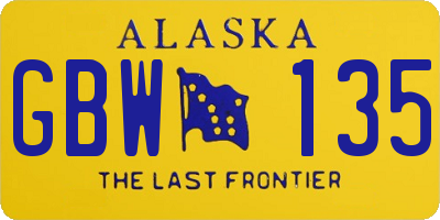 AK license plate GBW135