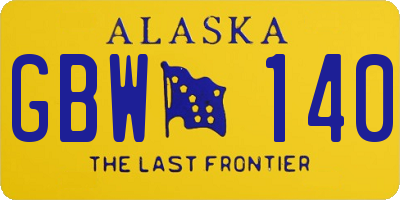 AK license plate GBW140