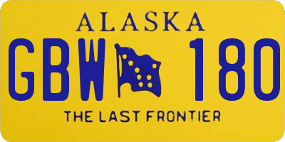 AK license plate GBW180