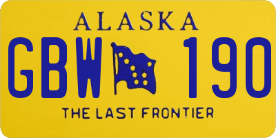 AK license plate GBW190