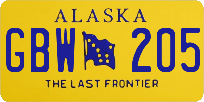 AK license plate GBW205
