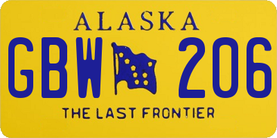 AK license plate GBW206