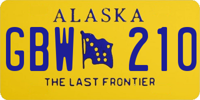 AK license plate GBW210