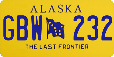 AK license plate GBW232