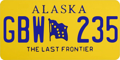 AK license plate GBW235