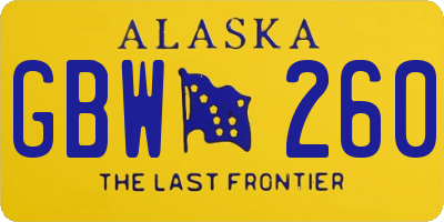 AK license plate GBW260