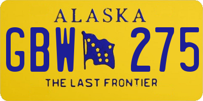 AK license plate GBW275