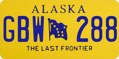 AK license plate GBW288
